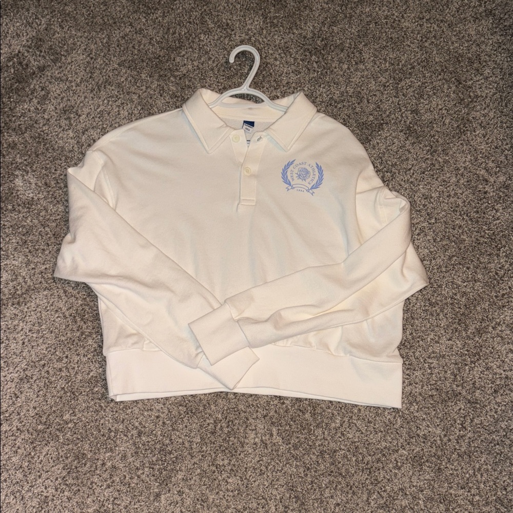 Old Navy Cream Long Sleeve Polo Tee